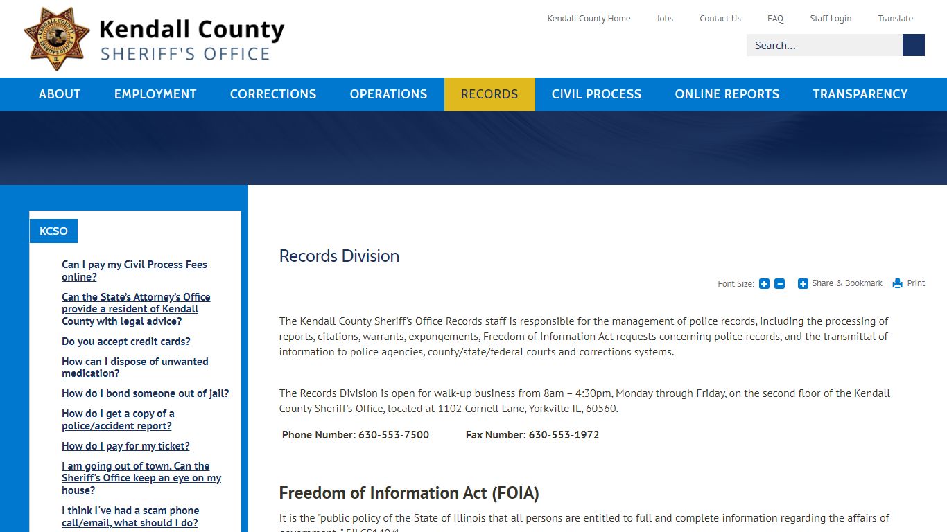Records Division | Kendall County, IL